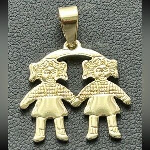 New gold girls / twins pendant - Hypoallergenic Water resistant